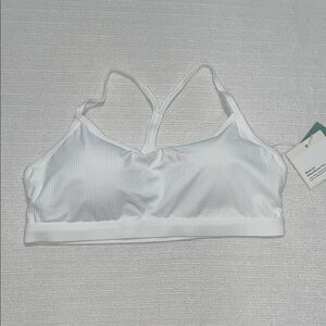 HALARA White Ribbed Racerback Sports Bra